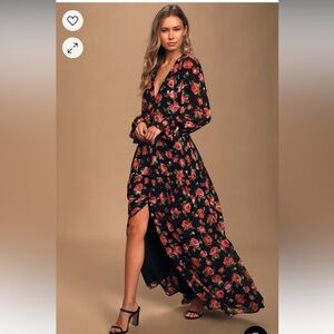 Lightweight woven fabric, with a moody burgundy, pink, and green floral print,